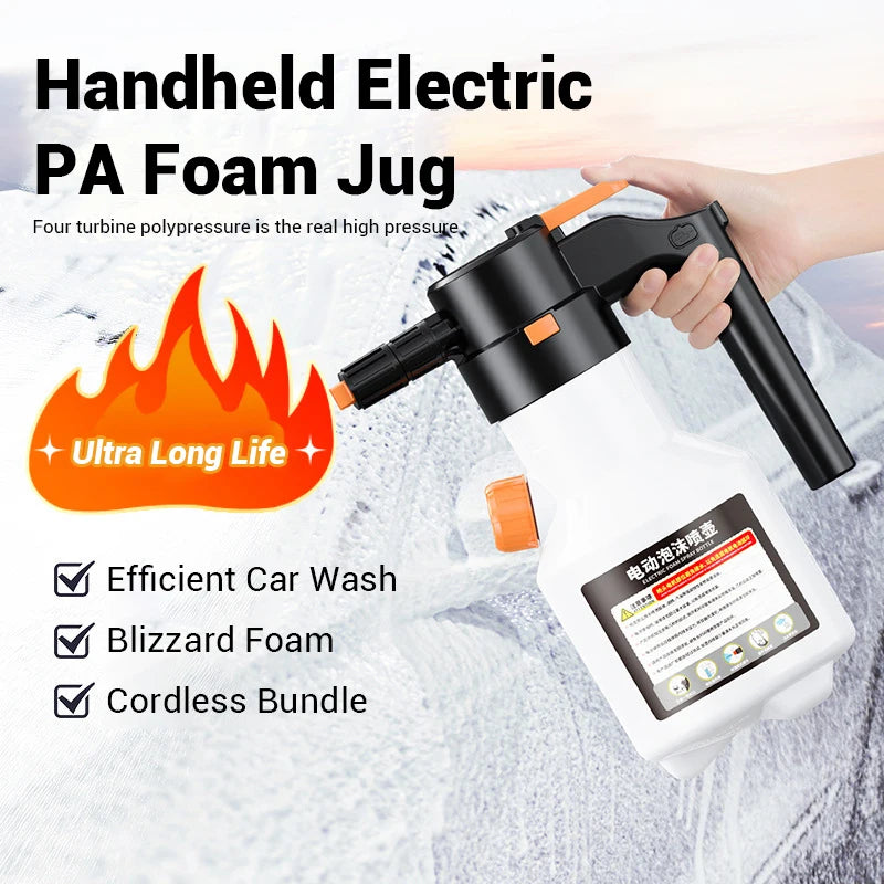 Pistolet Mousse Électrique 2L | Lavage Voiture Sans Contact | Rechargeable USB