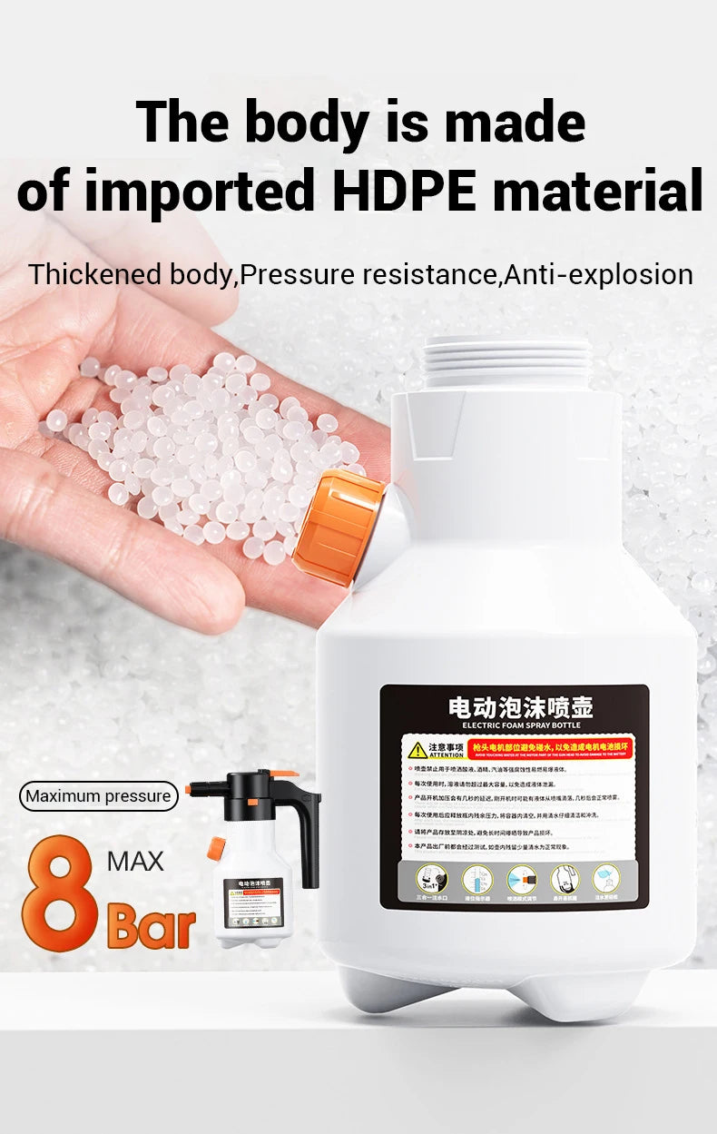Pistolet Mousse Électrique 2L | Lavage Voiture Sans Contact | Rechargeable USB