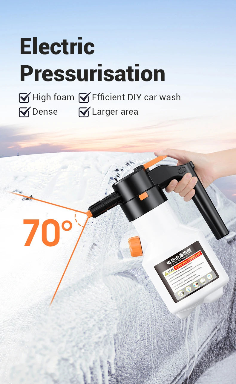 Pistolet Mousse Électrique 2L | Lavage Voiture Sans Contact | Rechargeable USB
