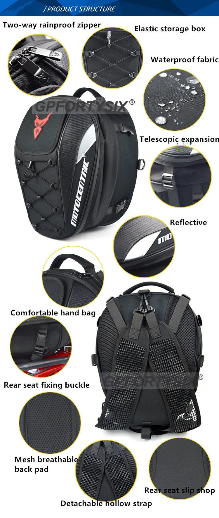 Sac Moto Imperméable Grande Capacité | Sacoche & Sac à Dos | Tous Types de Motos