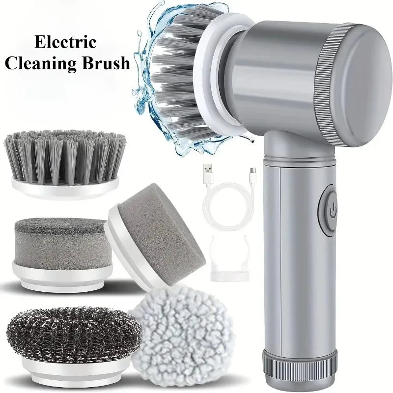 Brosse de Nettoyage Électrique Sans Fil | 5 Têtes Interchangeables | Salle de Bain & Cuisine