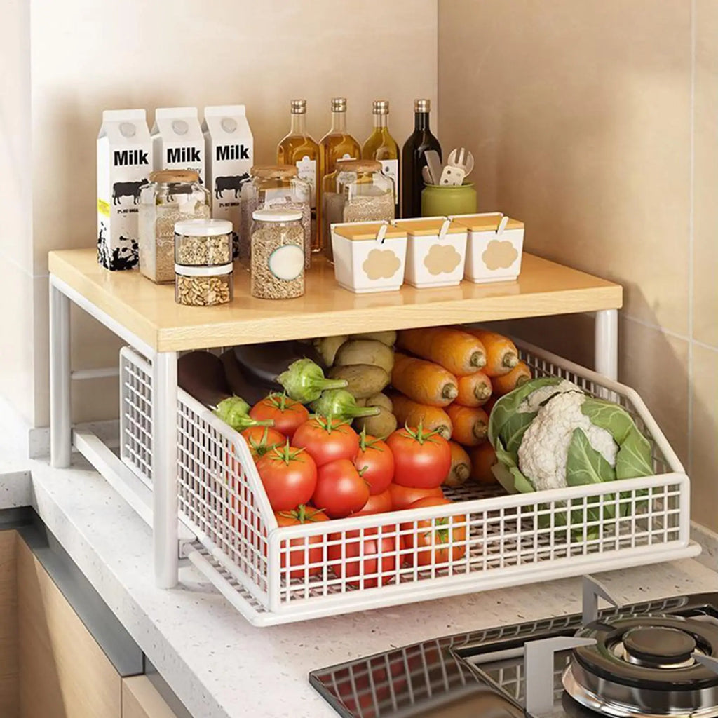 Étagère Cuisine 2 Niveaux | Organisateur Compact | Maison & Salle de Bain