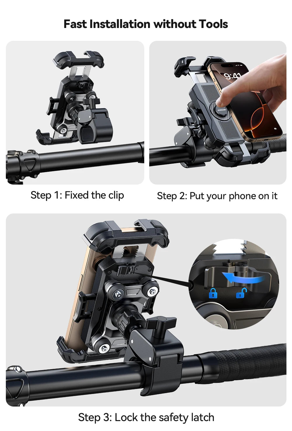 Support Téléphone Moto Joyroom | Anti-Vibrations | 4,7–7" | Guidon