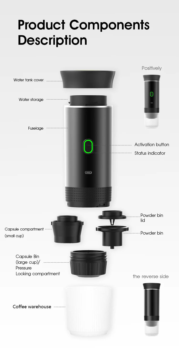 Cafetière Portable 3-en-1 | Capsules & Café Moulu | Voiture, Maison & Camping