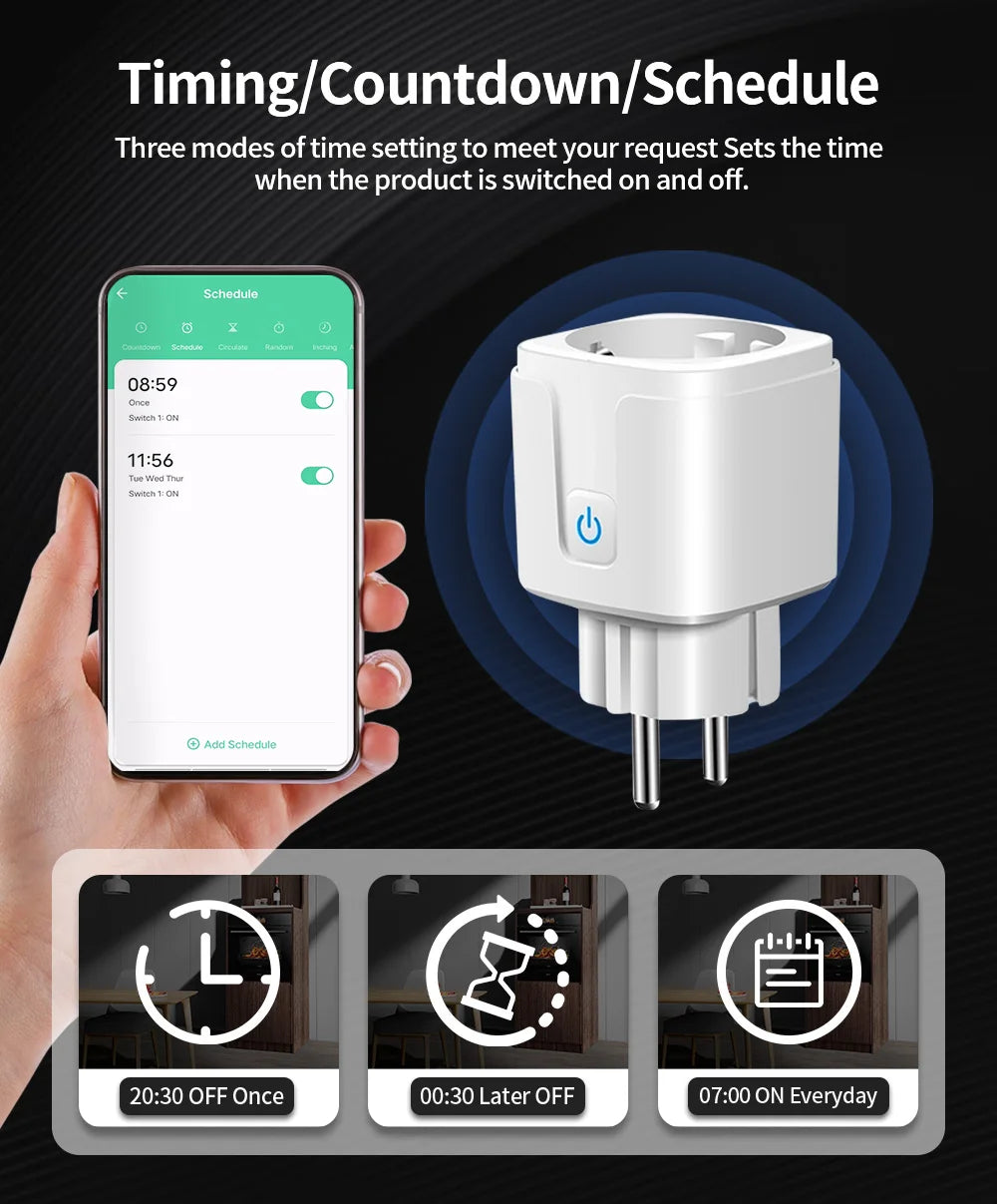 Prise Intelligente Tuya WiFi/Zigbee 3.0 | 16A/20A | Compatible Alexa & Google Home