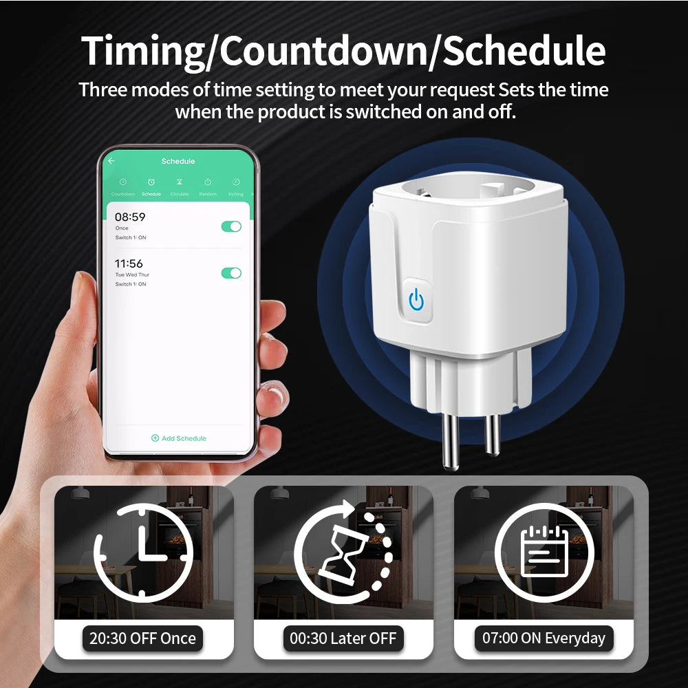 Prise Intelligente Tuya WiFi/Zigbee 3.0 | 16A/20A | Compatible Alexa & Google Home