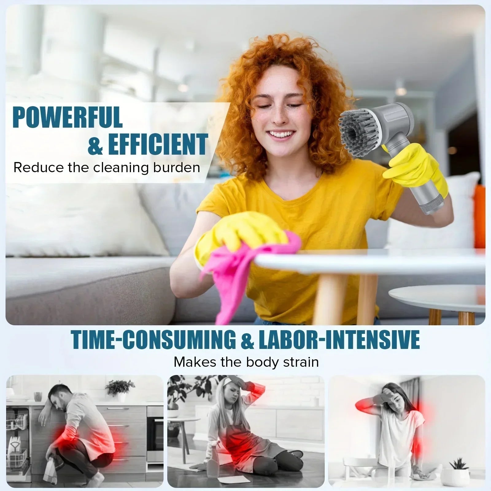 Brosse de Nettoyage Électrique Sans Fil | 5 Têtes Interchangeables | Salle de Bain & Cuisine