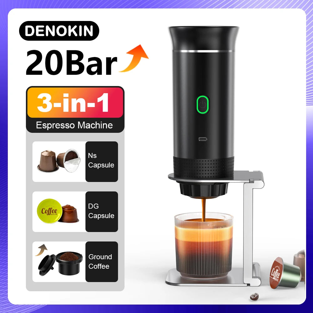 Cafetière Portable 3-en-1 | Capsules & Café Moulu | Voiture, Maison & Camping