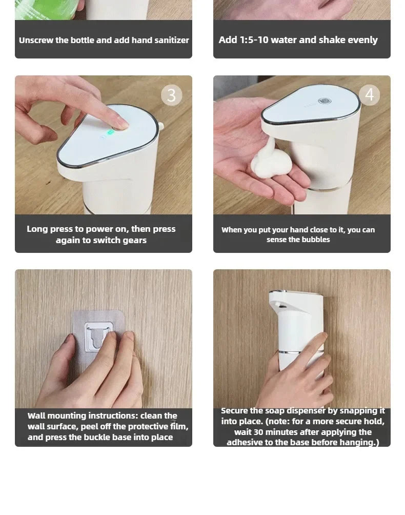 Distributeur de Savon Automatique Sans Contact | Rechargeable USB-C | Cuisine & Salle de Bain