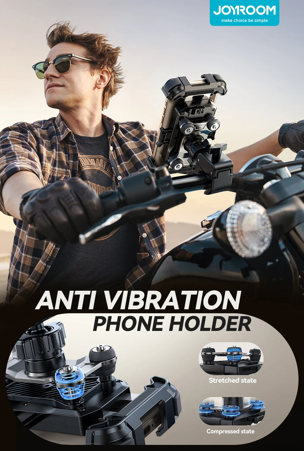 Support Téléphone Moto Joyroom | Anti-Vibrations | 4,7–7" | Guidon