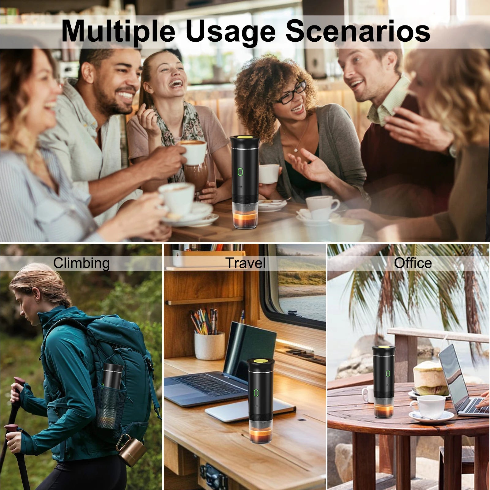 Cafetière Portable 3-en-1 | Capsules & Café Moulu | Voiture, Maison & Camping