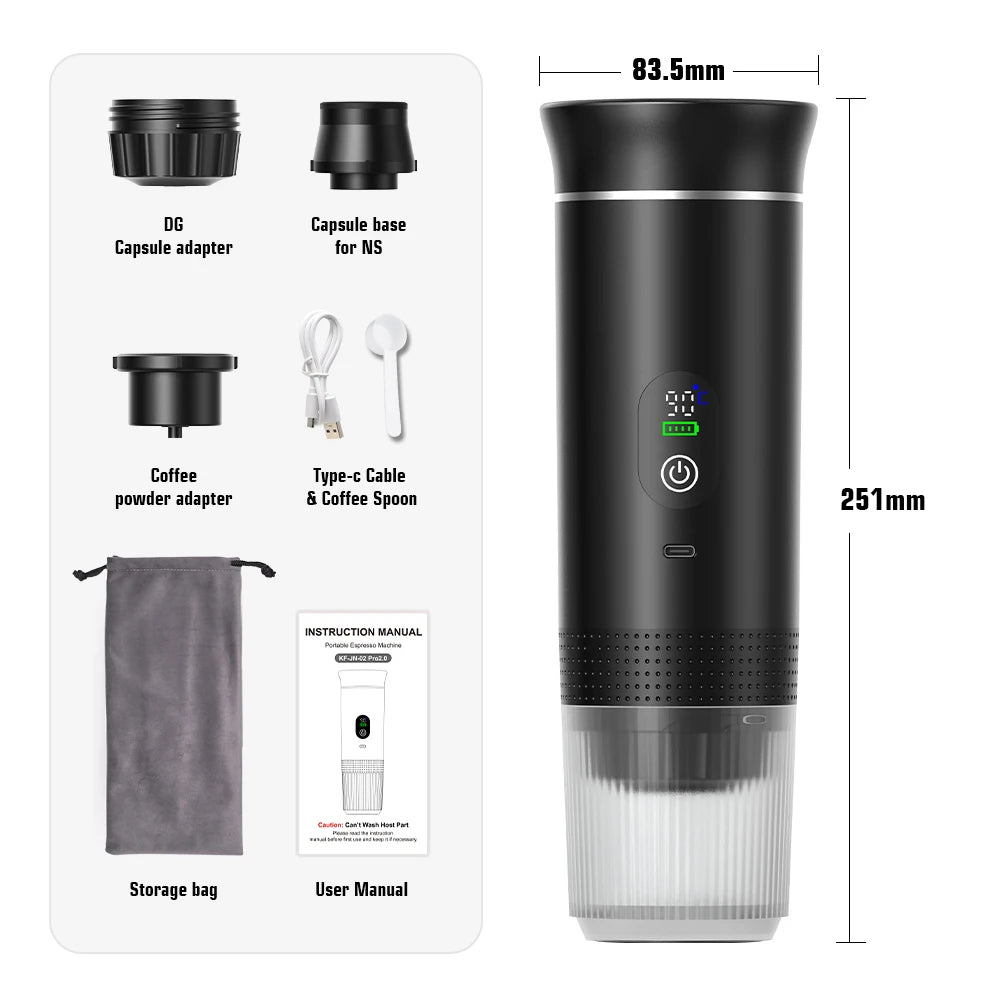 Cafetière Portable 3-en-1 | Capsules & Café Moulu | Voiture, Maison & Camping