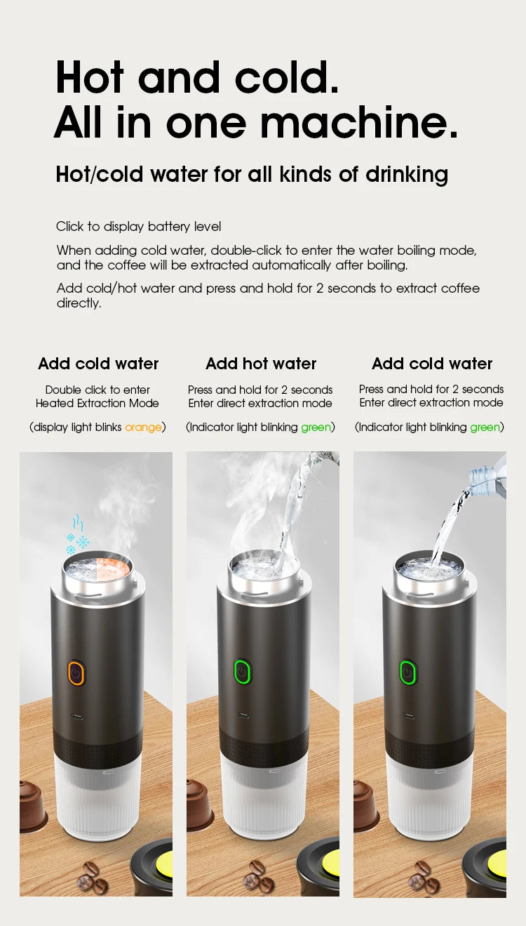 Cafetière Portable 3-en-1 | Capsules & Café Moulu | Voiture, Maison & Camping