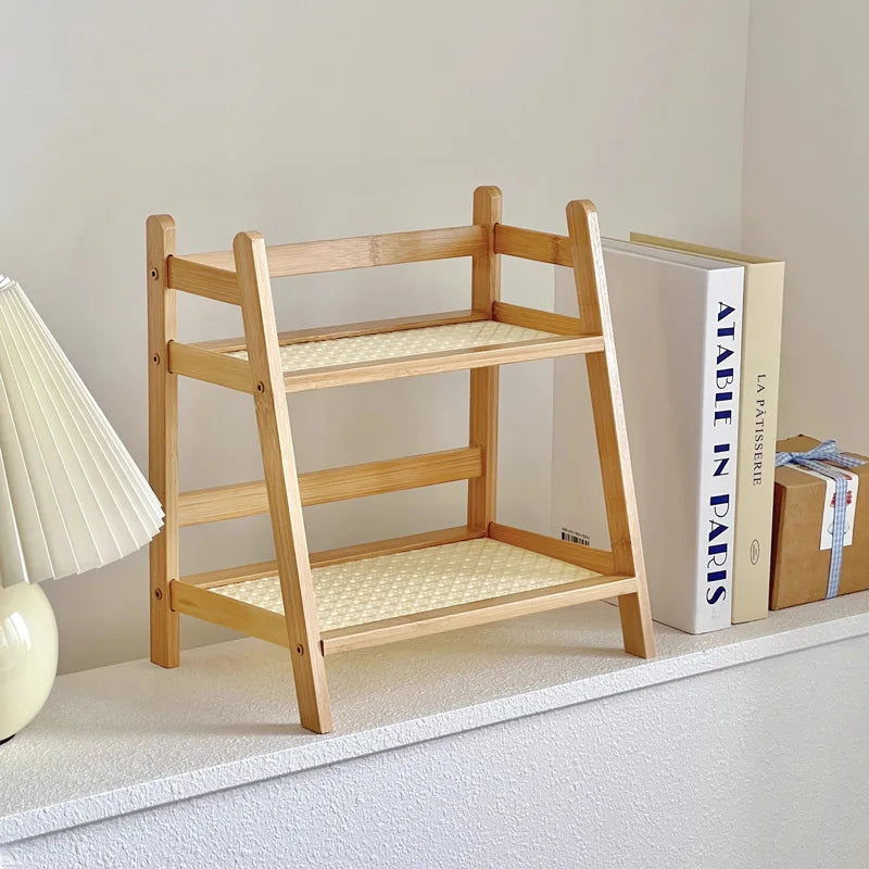Organisateur Bambou 2 Niveaux | Porte-Tasses & Rangement Cuisine | Hôtel & Maison