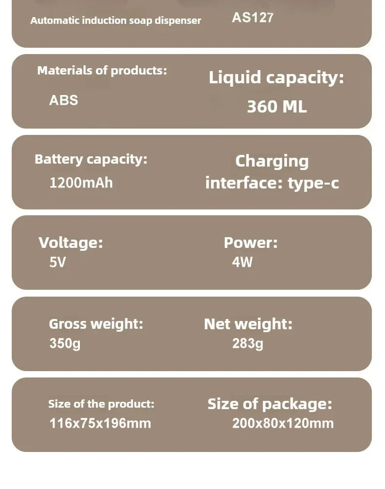 Distributeur de Savon Automatique Sans Contact | Rechargeable USB-C | Cuisine & Salle de Bain