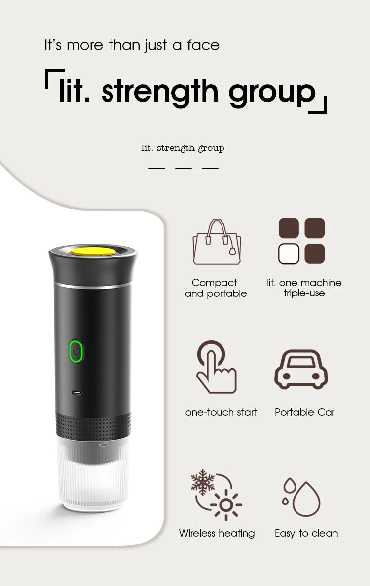 Cafetière Portable 3-en-1 | Capsules & Café Moulu | Voiture, Maison & Camping