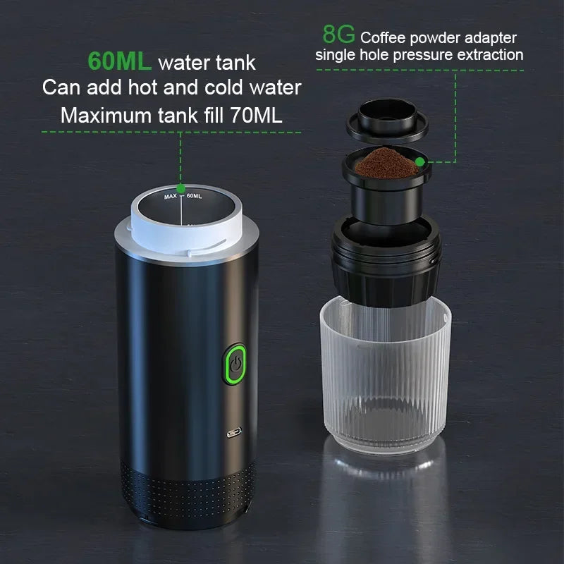Cafetière Portable 3-en-1 | Capsules & Café Moulu | Voiture, Maison & Camping
