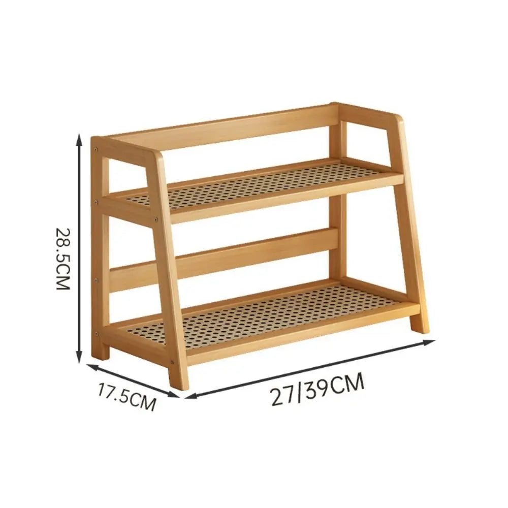 Étagère Bois & Rotin | Organisateur Cuisine, Maquillage & Épices | Déco Maison