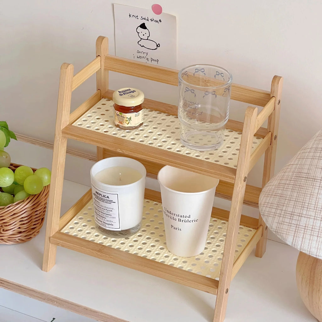 Organisateur Bambou 2 Niveaux | Porte-Tasses & Rangement Cuisine | Hôtel & Maison