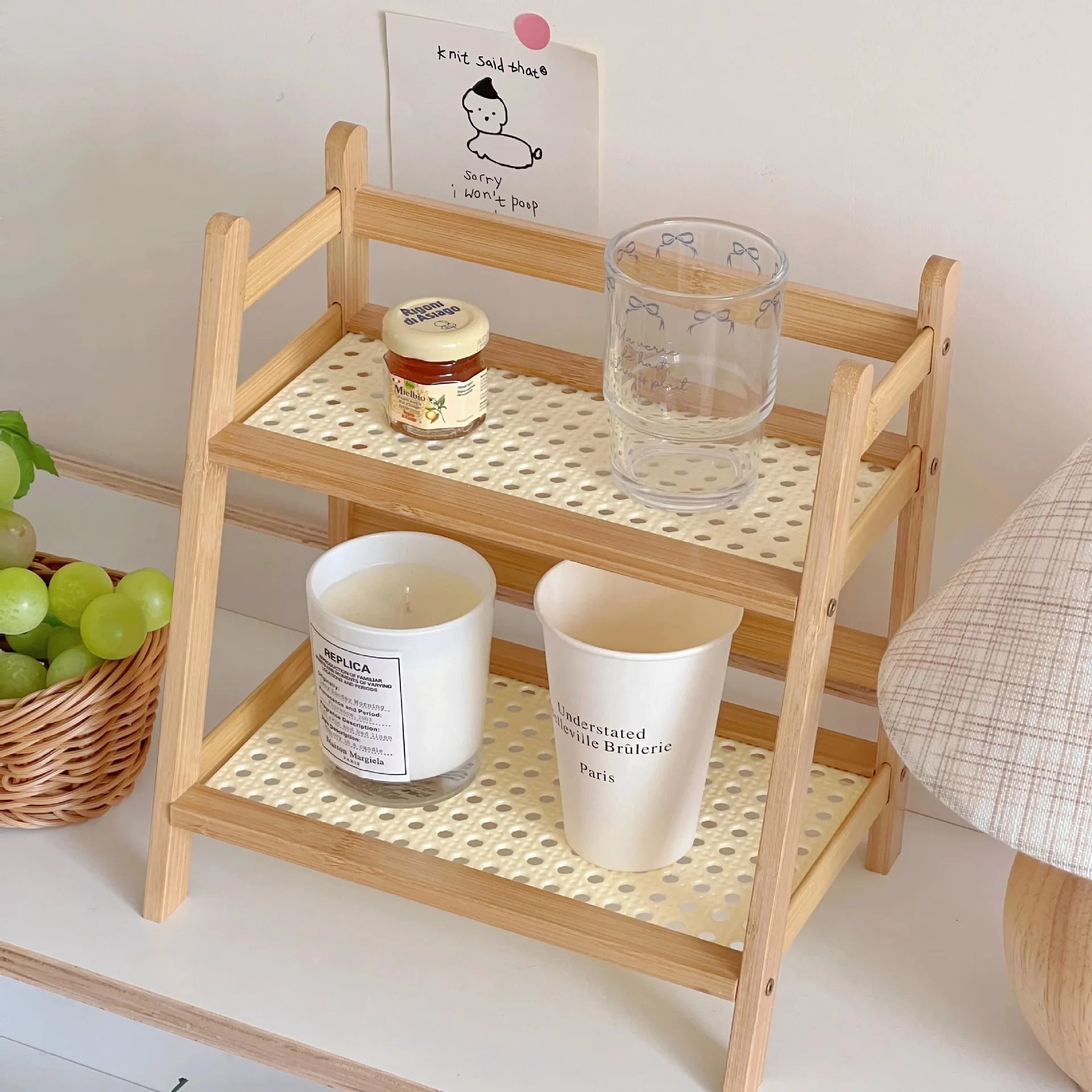 Organisateur Bambou 2 Niveaux | Porte-Tasses & Rangement Cuisine | Hôtel & Maison