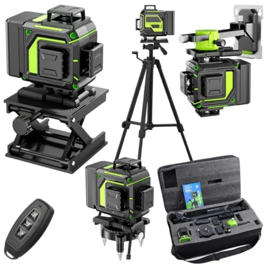 Niveau Laser 4D Professionnel 16 Lignes | Auto-Nivellement 360° | Faisceau Vert