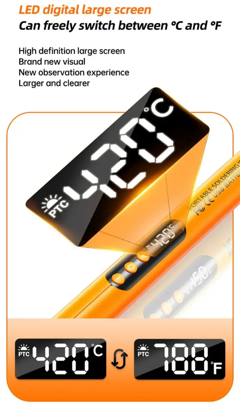 Fer à Souder USB Sans Fil | Réglable 300-450°C | Kit Professionnel