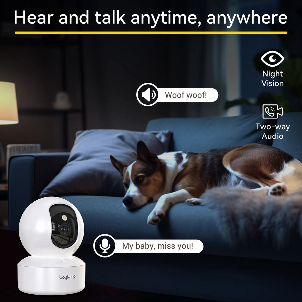 Caméra Intelligente 360° pour Animaux & Bébé | 2K HD | WiFi 5G | Vision Nocturne