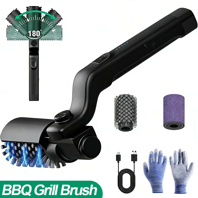 Brosse BBQ Électrique | Tête Rotative 180° | 3 Vitesses | 90 Min d'Autonomie