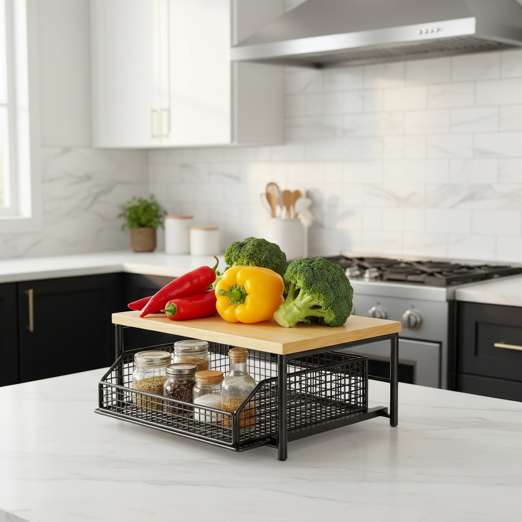 Étagère Cuisine 2 Niveaux mise en scène luxueuse